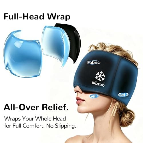 Upgraded Migraine Relief Cap Headache Hat, Stackable Gel Cooling Sleep Mask | 2X Longer Cold, Fits Most Head, Soothing for Sinus, Tension, Hangover, Puffy Eyes, Odorless, Reusable thumbnail 7