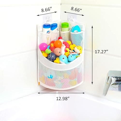 Ligereza Baby Bathtub Toy Storage 17" x 13" Bathtub Toy Holder Mesh Let Baby Bathtub Toys To Dry Faster, Bath tub Toy Organizer For 1-3 Year Old Toddler Bathtub Toys thumbnail 2