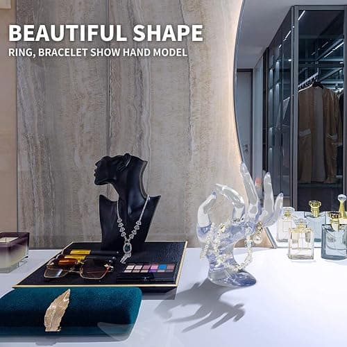 DI QIU REN Hand Form Ring Holder Jewelry Display Holder, Clear Room Decor Aesthetic Bracelet Ring Watch Stand Support Holder Preppy Jewelry Holder for Y2k Room Decor thumbnail 5