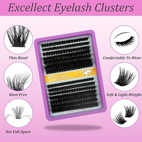 C Curl Lash Clusters Extensions 280 Pcs Individual Eye lash Clusters 100D Cluster Lashes Fluffy Wispy Lash Clusters Makeup at Home - DIY Lash Extension Kit for Self Application (9-18MM) Mix thumbnail 8