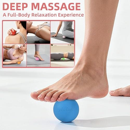 Massage Lacrosse Balls 2 Pack, Rubber Trigger Point Therapy Balls for Deep Tissue Myofascial Release, Plantar Fasciitis & Muscle Soreness Relief, Portable Pain Relief Tool (Purple and Blue) thumbnail 6