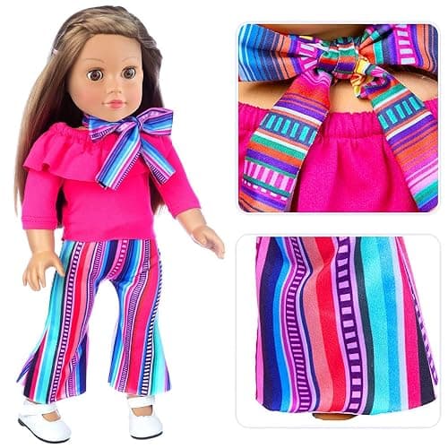ZITA ELEMENT 11 Pcs American Doll Clothes Dress and Accessories - 5 Sets Doll Outfits + 2 Pairs Shoes thumbnail 5