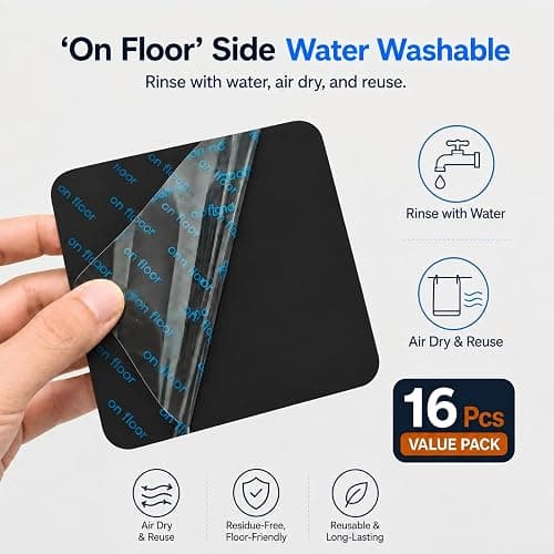 Rug Gripper for Hardwood Floor, 16Pcs Premium Reusable Washable | Prevents curling and sliding; washable, reusable adhesive removes cleanly and trims easily to fit corners and irregular rugs thumbnail 7
