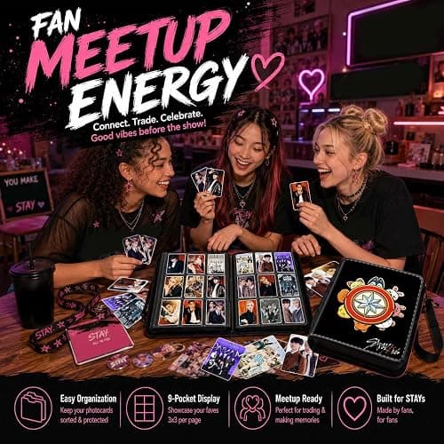 Stray Photocards Binder 1008 Pockets, Stray Fans Gifts & SKZOO Merch Collectors, 9-Pocket Portable Waterproof Display Kpop Photo Cards Collector Ablum Holder Book with 56 Removable Sleeves-Compass thumbnail 3
