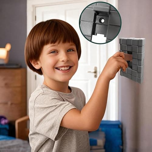 Game Room Light Switch Cover, 1 Toggles Blocks Light Switch Cover, My World Room Decor, More Sturdy, 1 Gangs Standard Size for Fans Kids Bedroom Decoration, Grey stick level thumbnail 4