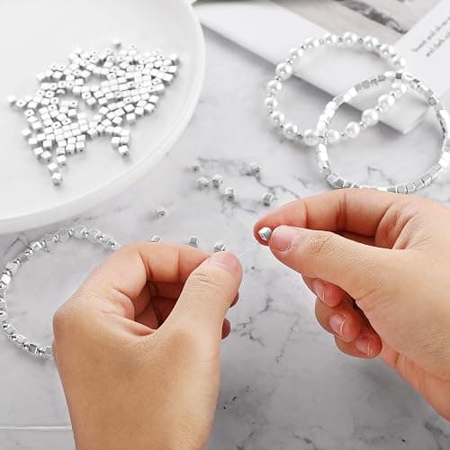 Yaomiao 3000 Pieces Spacer Beads Set Friendship Bracelet Kit Bracelet Beads Assorted Round Cube Column Gold Sliver Beads for Bracelet Jewelry Making(Gold, Sliver, Black) thumbnail 6