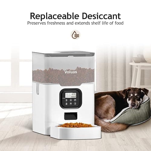 VOLUAS Automatic Cat Feeders - Dry Food Dispenser with Timer, Desiccant Bag, Programmable Portion Size Control 4 Meals Per Day, 10s Voice Recorder thumbnail 4