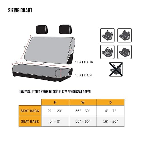 Carhartt Universal Nylon Duck Canvas Automotive Bench Seat Covers, Durable Fitted Full-Size Bench Seat Protection with Rain Defender, Carhartt Brown thumbnail 5