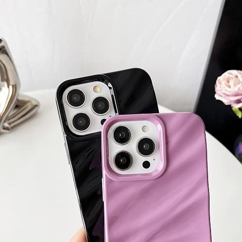 Caseative for iPhone 14 Pro Max Case,Water Ripple Pattern Curly Wave Shape Soft Phone Case (Wine Red) thumbnail 4