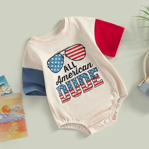 Ayalinggo 4th of July Baby Outfit Boy Girl My First Fourth of July Bubble Romper Oversized Onesie Toddler USA Clothes thumbnail 6