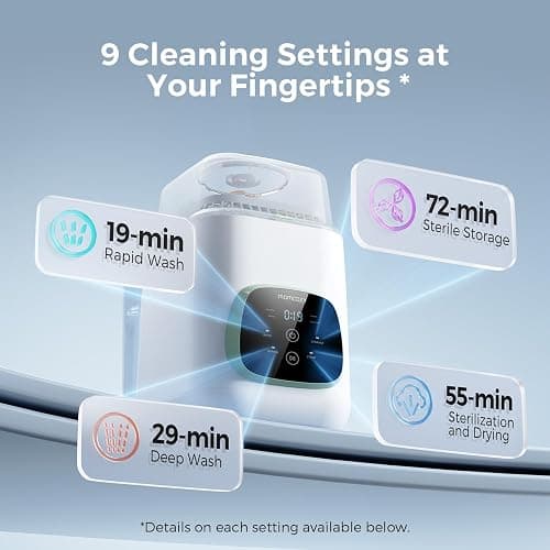 Momcozy KleanPal Pro Baby Bottle Washer, Sterilizer & Dryer - All-in-One Cleaning Machine for Bottles, Pump Parts & Baby Essentials - Time-Saving & Effortless Care thumbnail 5