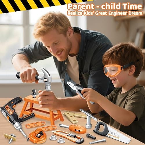 OCHIDO Kids Tool Set with Tool Box & Electronic Toy Drill, 41PCS Toddler Tool Set Kids Construction Toys for Ages 3,4,5,6,7,8, Kid Tools Boy Toys for Boys Christmas Birthday Gifts thumbnail 2