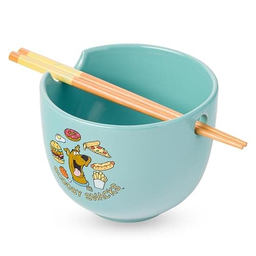 Silver Buffalo Scooby-Doo Scooby Snacks Ceramic Ramen Noodle Rice Bowl with Chopsticks, Microwave Safe, 20 Ounces - Image 1