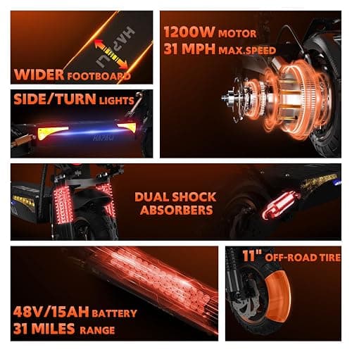 Electric Scooter Adults, 800/1200W Motor, E-Scooters Up to 25/31Mph & 28/31Miles Range,11" Off-Road/All Terrain Tire Scooter with Dual Suspension & Side Light thumbnail 2