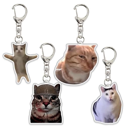 Ohjijinn 8Pcs Cat Keychain Cute Cat Meme Keychains Two Cats Talking Keyring Kawaii Charm Keychain Funny Gift For Friend, Multi, One Size thumbnail 2
