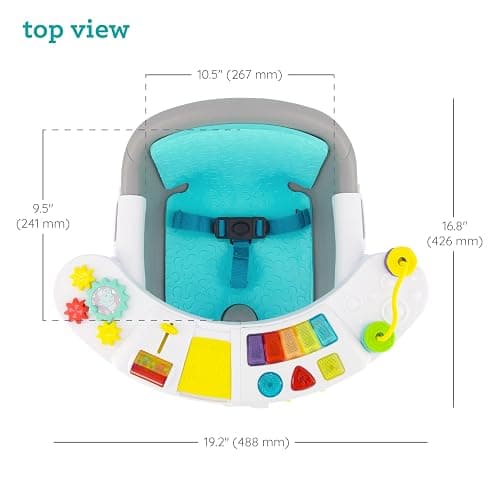 Infantino Music & Lights 3-in-1 Discovery Seat & Booster, Toddler Booster Seat for Dining Table or Kitchen Chair, Baby Activity Center & Snack Tray, Teal thumbnail 6