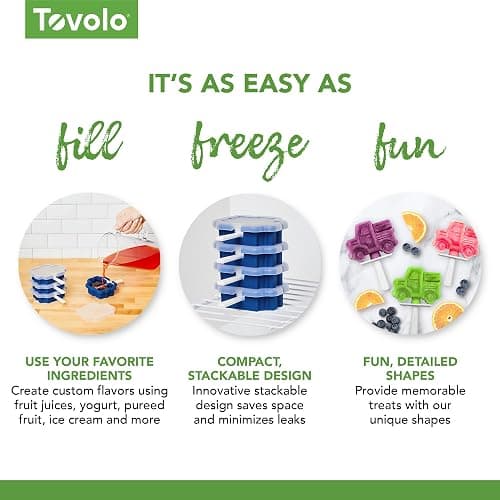 Tovolo Truck Popsicle Mold Pack of 4 Silicone Ice Pop Makers with Sticks for Kids, Stackable Construction Vehicle Shaped Frozen Treats, BPA Free Dishwasher Safe Truck Molds for Popsicles thumbnail 5