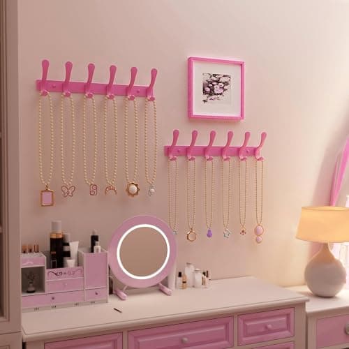 SKOLOO Coat Rack Wall Mounted - 6 Hooks, Heavy Duty, Stainless Steel, Metal Wall Hangers, Sturdy Coat Hooks for Hanging Coats, Jacket, Clothes, Hat, Pink thumbnail 6