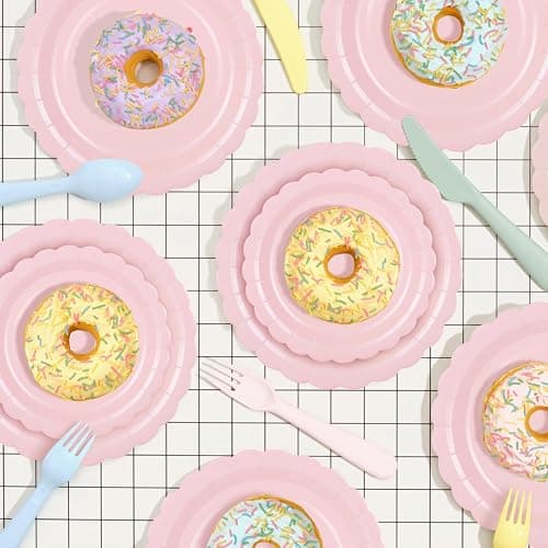 125 Pcs Pink Paper Plates and Napkins, Light Pink Party Supplies Include Scalloped Plate Napkins Cups Paper Straws for Baby Shower, Wedding, Birthday thumbnail 5