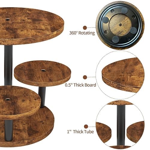 Cupcake Stand, Rotatable Cupcake Stand, Rustic Industrial Wood Cake Stand Cupcake Tower, Dessert Table Display Set Tiered Tray Stand, Round Serving Tray Cake Stands for Party Wedding Birthday thumbnail 3