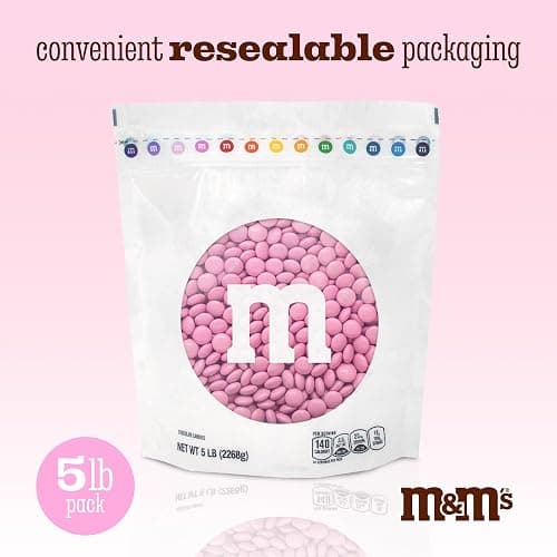 M&M’S WORLD Pink Milk Chocolate Candy, 5lbs of M&M'S in Resealable Pack for Candy Bars, Birthdays, Baby Showers, Gender Reveals, It's A Girl, Dessert Tables & DIY Party Favors thumbnail 4