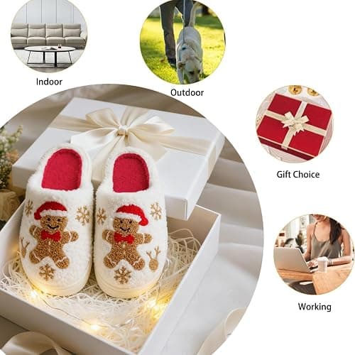 Cxiboh Cute House Slippers for Women Indoor Outdoor Soft Fuzzy Bedroom Shoes with Memory Foam Non-slip Trendy Stuff thumbnail 6