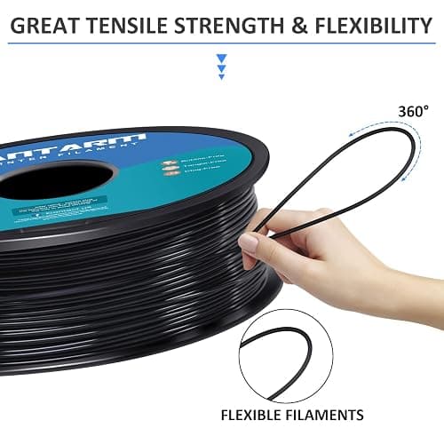 GIANTARM TPU Filament 1.75mm Flexible Soft 3D Printer Consumables Black,95A 1kg Spool (2.2 lbs.), Dimensional Accuracy +/- 0.05 mm thumbnail 5