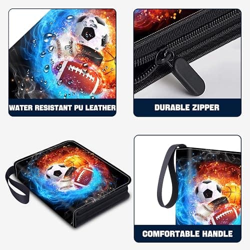 LOMONEH Sports Card Binder with 50 Sleeves,9 Pocket Baseball Card Binder Storage Box,Football Collectible Trading Card Case,Basketball Card Holder,Soccer Card Organizer,Hockey 900 Cards Albums thumbnail 6