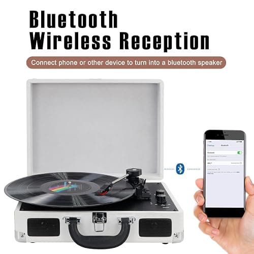 DIGITNOW! Turntable Record Player 3speeds with Built-in Stereo Speakers, Supports USB/RCA Output/Headphone Jack / MP3 / Mobile Phones Music Playback,Suitcase design thumbnail 2