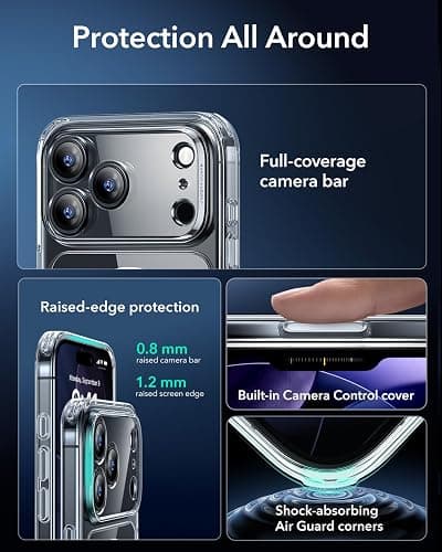 ESR for iPhone 17 Pro Max Case, Camera Control, Compatible with MagSafe, Shockproof Military-Grade Protection, Magnetic Phone Case for iPhone 17 Pro Max, Classic Hybrid Case, Clear thumbnail 3