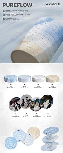 LE SSERAFIM PUREFLOW pt.1 2nd Album [PEONY ROOM Ver.] Photobook + CD + Photocard + Sticker + Punch-Out Board (BOOMPALA) Grey Color thumbnail 2