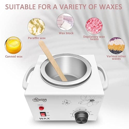 Professional Waxing Kit Wax Warmer Single Pot Wax Heater Machine for Hair Removal, Large Waxing Pot with Non-Stick Easy Clean Pot, 50 Sticks & 20 Collar, for Spa Salon Beauty Esthetician Home(White) thumbnail 3