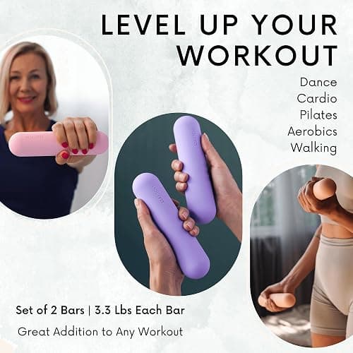 Polyfit Dumbbell Weight Bars for Women - Set of 2 (3.3 LB | 6.5 LB Pair) - Dumbbell Set for Walking, Yoga, Dance, Barre, Pilates, Cardio, Aerobics thumbnail 2