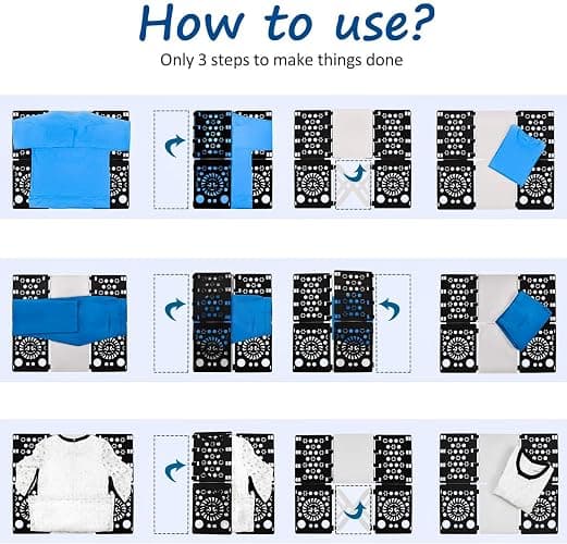 BoxLegend Version 3 Shirt Folding Board T Shirt Clothes Folder Durable Plastic Laundry Folders Folding Boards Helper Tool for Adults and Children (Black&White) thumbnail 5