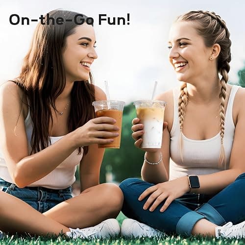AOZITA 25 Pack - 16 oz Plastic Cups with Lids and Straws, Clear Iced Coffee Cups with Lids, Disposable Cups with Lids for Cold Drinks, Iced Tea, Milkshakes, Smoothies - Durable & BPA Free thumbnail 6