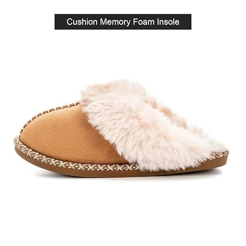 mazeskin Women's Fluffy Memory Foam Slippers, Cozy Winter Furry House Shoes with Fuzzy Warm Lining and Non-Slip Rubber Sole Indoor Outdoor thumbnail 2