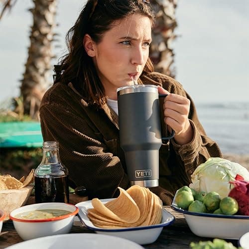 YETI Rambler 42 oz Straw Mug, Vacuum Insulated, Stainless Steel, Wild Vine Red thumbnail 2