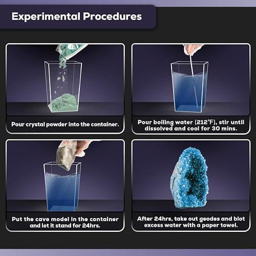 GobiDex Geodes Growing Science Kit for Kids Age 6-8-12, Geodes with Crystals Grow Fast in (24H), STEM Educational Science Experiments Toys, Geology & Rock Enthusiasts Collection, Gifts for Boys Girls thumbnail 4