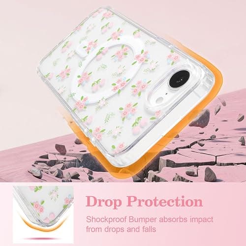 QLTYPRI Magnetic for iPhone 17e / iPhone 16e Case Compatible with Magsafe, Cute Floral Flower Aesthetic Phone Case Slim Clear Anti-Yellowing Shockproof Phone Cover for Girls Women - Floral thumbnail 4