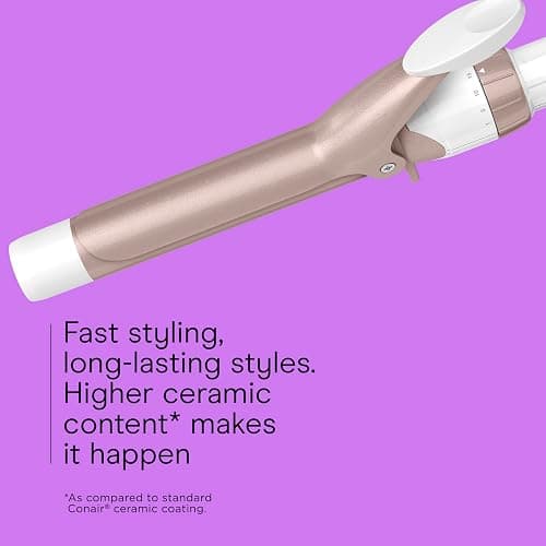 Conair Double Ceramic 1-Inch Curling Iron, 1-Inch Barrel Creates Classic Curls, Hair Curler for Use on Short, Medium, & Long Hair, White/Rose Gold thumbnail 5