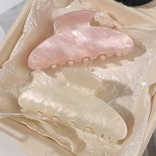 2 Acetate Hair Claw Clips for Women, 3.5 Inch Claw Clips with Strong Hold, Non Slip Cute Glitter Hair Clips for Thick or Thin Hair Half Up Styles, Low Buns, Quick Updos, Everyday Hair Accessories thumbnail 6