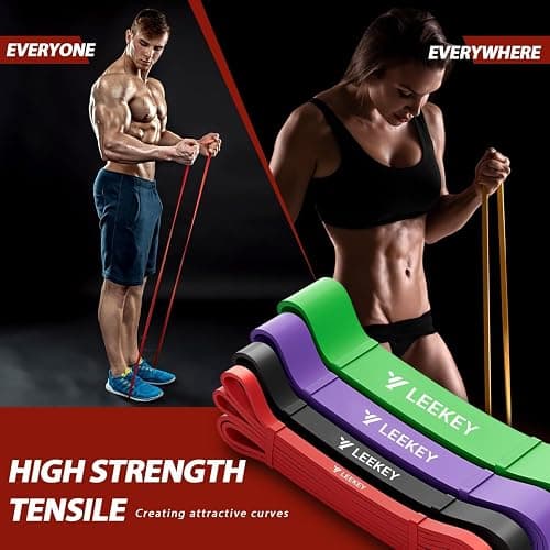 LEEKEY Resistance Bands, Exercise Bands with Handles,Pull Up Assist Bands - Band Set with Door Anchor - Bands for Working Out,Band for Men and Women Fitness Training,Home Workouts thumbnail 3
