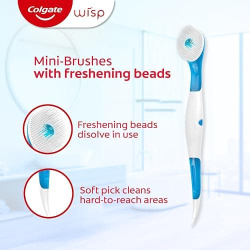 Colgate Wisp Disposable Toothbrushes for Travel, Pack of 4, 96 Total Count | No Water Needed, Mini Travel Toothbrushes, No Rinsing, Soft Pick for Hard-to-Reach Areas, MaxFresh Peppermint Flavor thumbnail 3