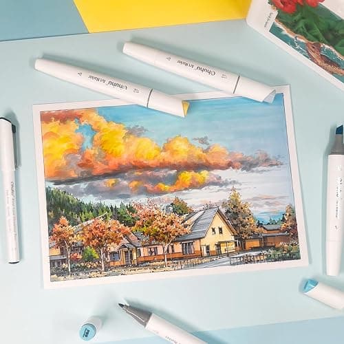 Ohuhu Alcohol Markers Double Tipped Slim Broad and Fine Art Marker for Artists Adult Coloring Drawing Landscape Sketch - 60 Colors Kaala Markers Refillable Art Pen Gift thumbnail 2