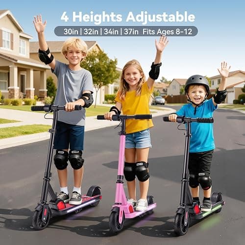 Caroma Electric Scooter for Kids Ages 6-14, 150W/180W Motor,10 MPH Max Speed & 7 Miles,Adjustable Height & Speed,Colorful Lights,LED Display,Foldable Kids Electric Scooter 132 Lbs Max Load thumbnail 6