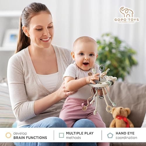 GOPO TOYS Baby Airplane Toys – Montessori Silicone Pull String Fidget for Babies 18 Months+ – Travel Toy for Plane, Car, and Stroller – Teether & Sensory Play thumbnail 8