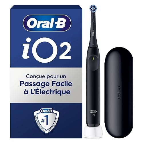 Oral-B Brosse A Dents Electrique iO 2 Noire, 3 Modes De Nettoyage, Brossage Souple Et Silencieux, Capteur De Pression, Brossette Oral B De Rechange, Chargeur, Etui De Voyage - Image 1