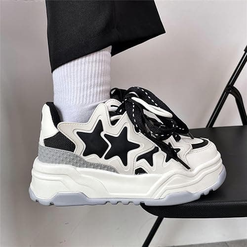 Star Shoes Walking Cute Sneakers for Women Thick Sole Y2K Shoes Walking Shoes Flat Platform Chunky Kawaii Style thumbnail 2