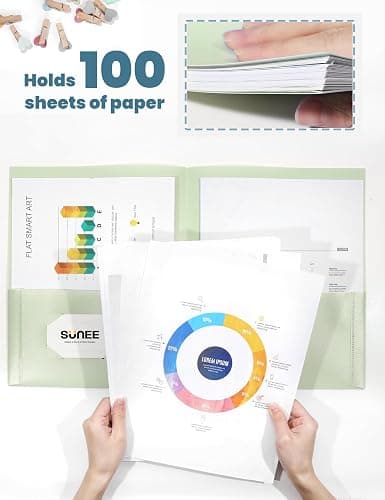 SUNEE Folders with Pockets (6 Pack, Vintage Colors), Plastic Folders with Pocket, Poly Folder for Documents Letter Size, 2 Pocket Folder for Kids, Home, School, Office thumbnail 5