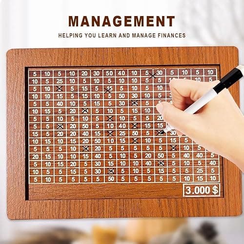 2025 New Cash Vault Wooden Savings Box, 10000 Savings Challenge Box, Wooden Cash Saver Money Box, Wooden Money Saving Challenge Box Cash Saving Box with Money Target and Numbers ($10000) thumbnail 4